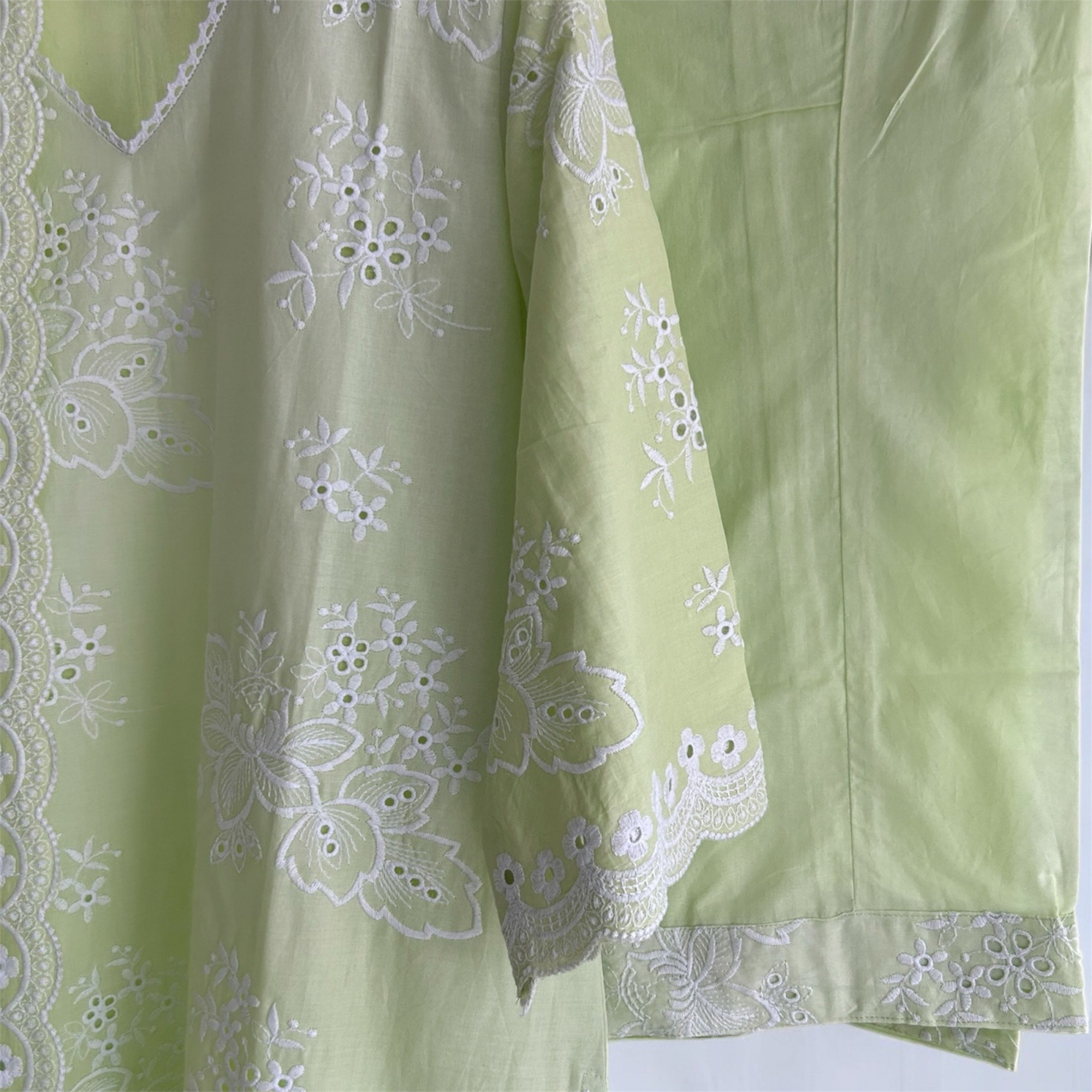 Mint Green Pure Cotton Schiffli Suit Set