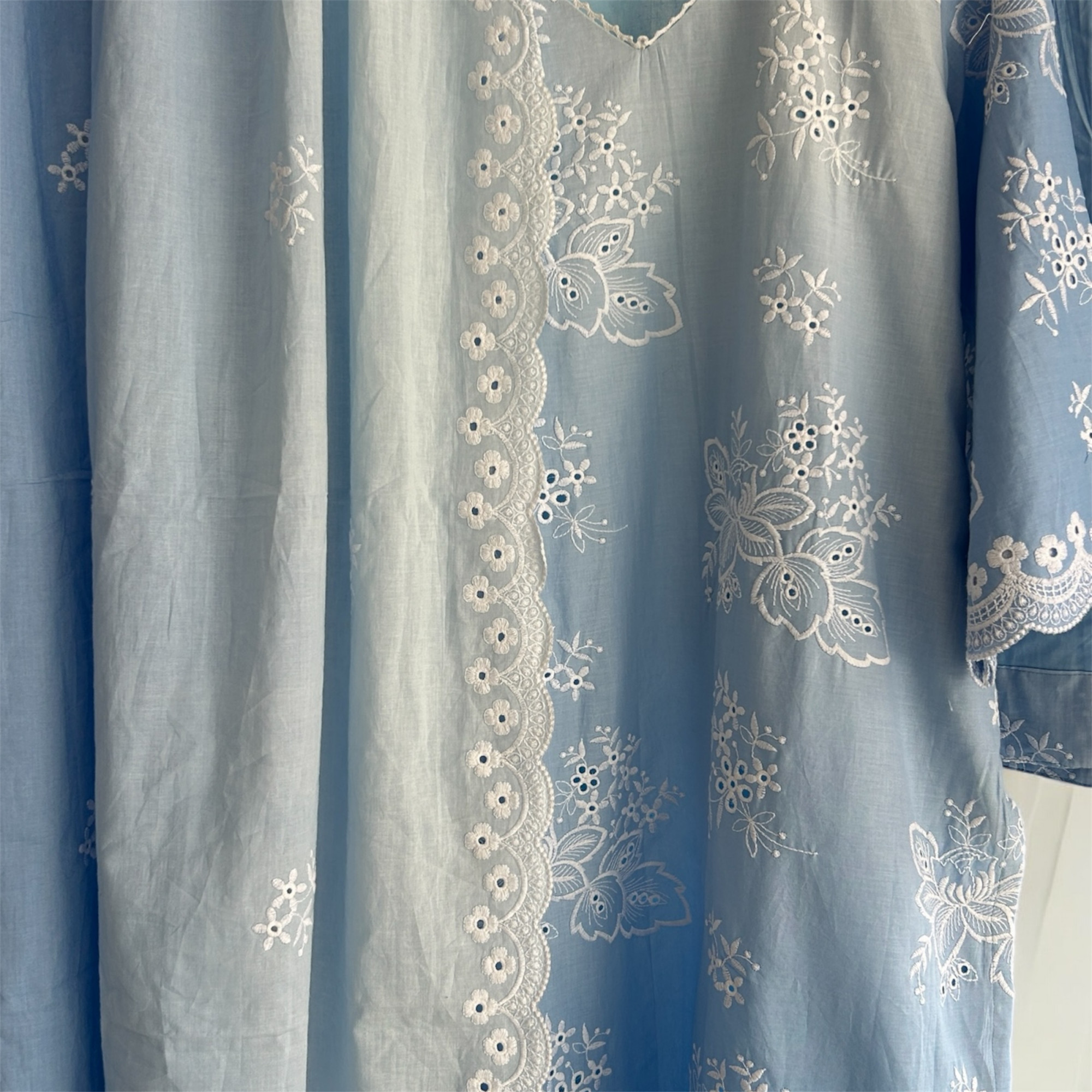 Blue Ombre Pure Cotton Schiffli Suit Set