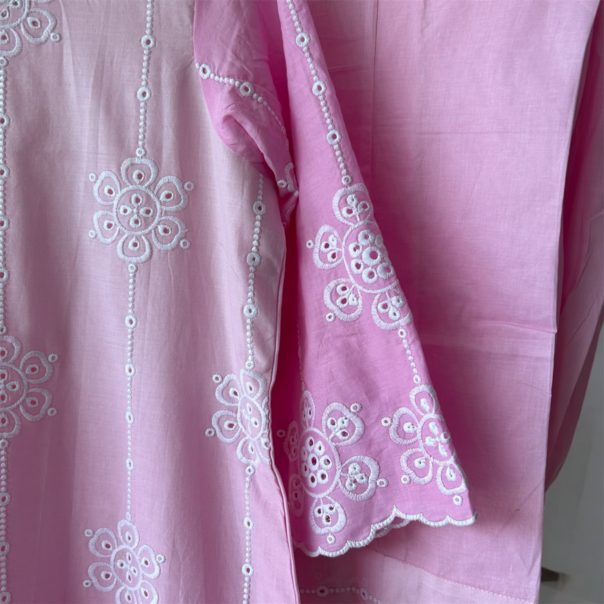 Pink Ombre Pure Cotton Schiffli Suit Set