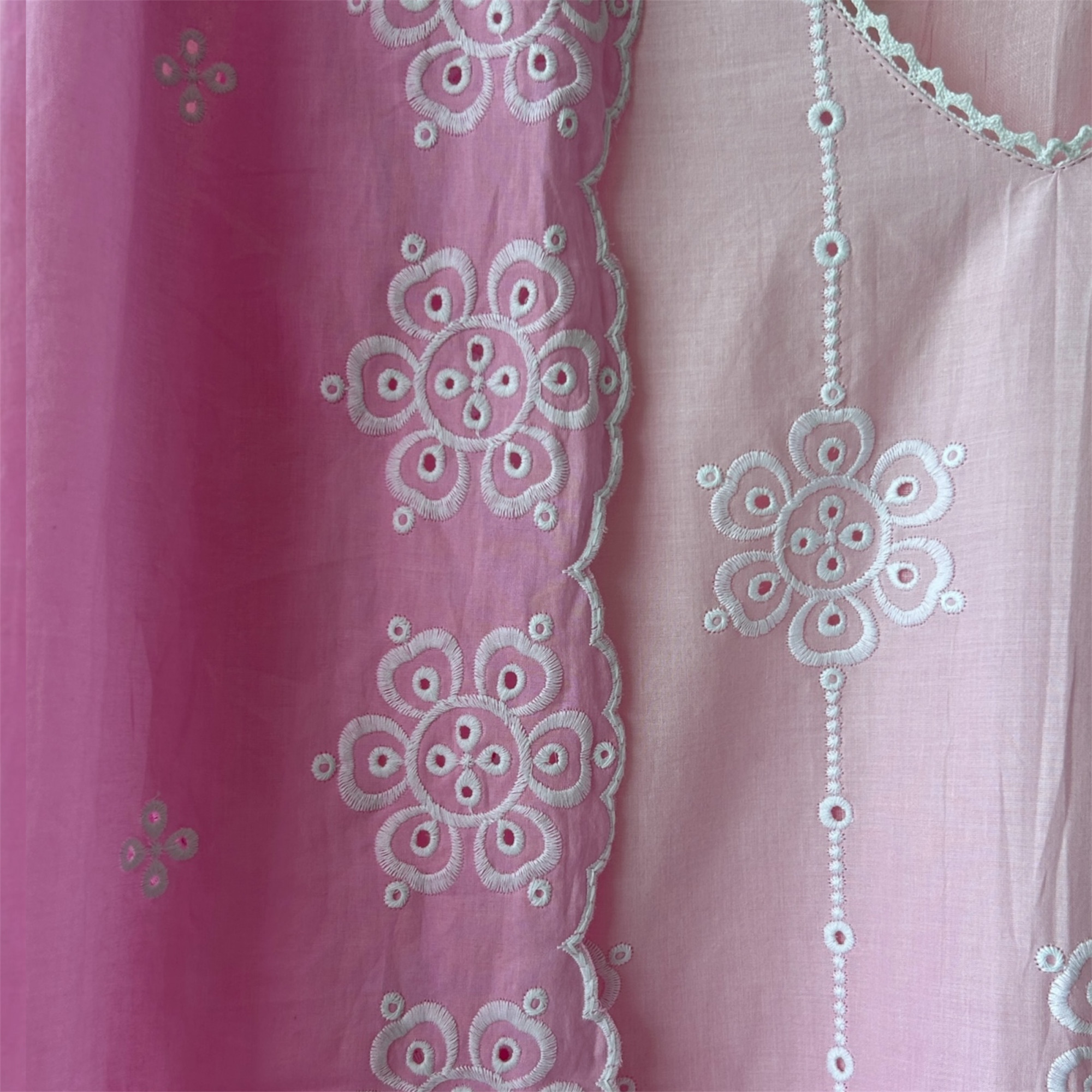 Pink Ombre Pure Cotton Schiffli Suit Set