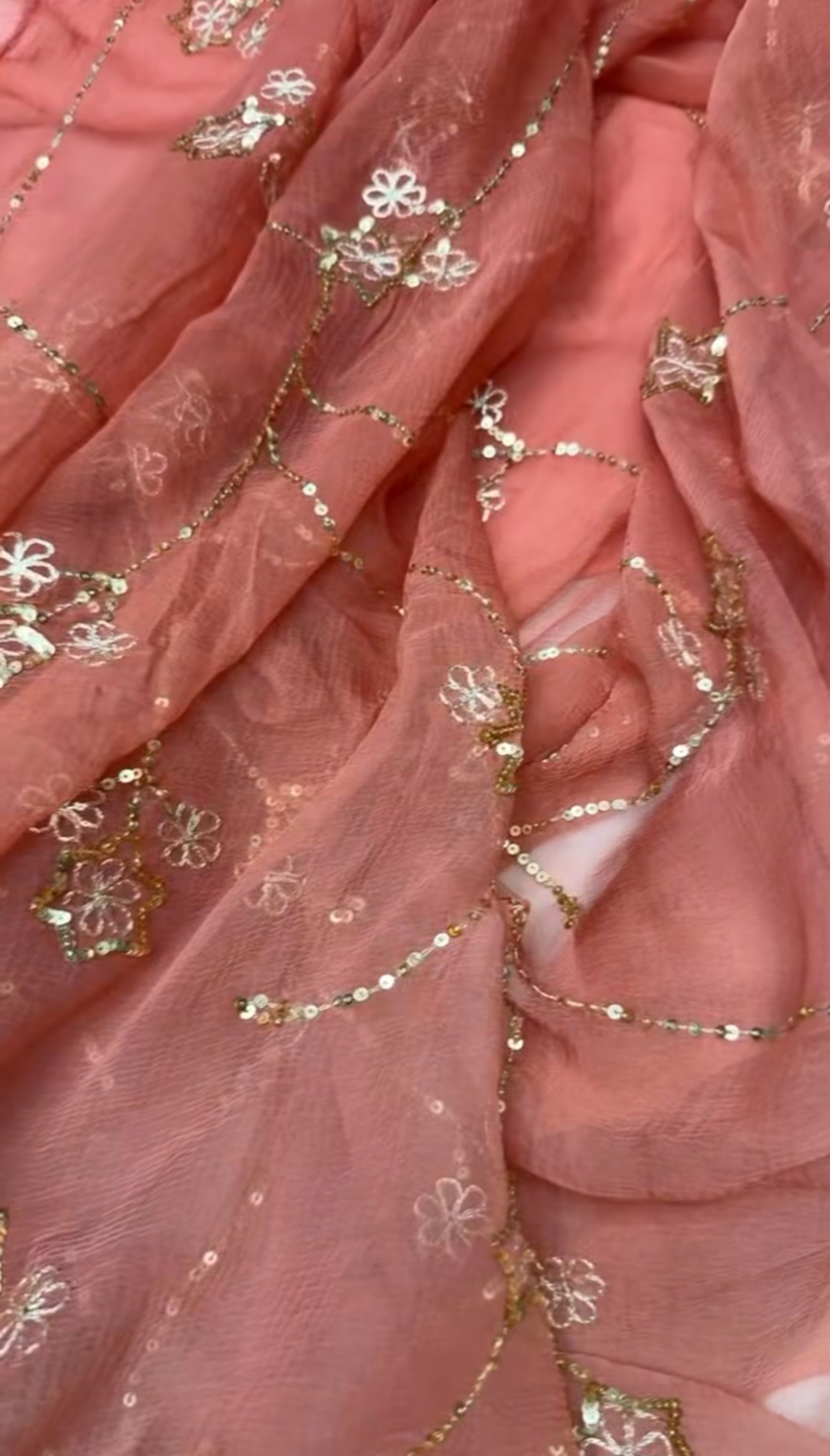 RUST PEACH AARI TARI HANDWORK SAREE WITH UNSTITCHED HANDWORK BLOUSE
