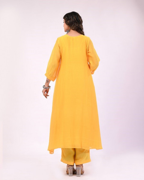 YELLOW MULCHANDERI HANDWORK SUIT SET