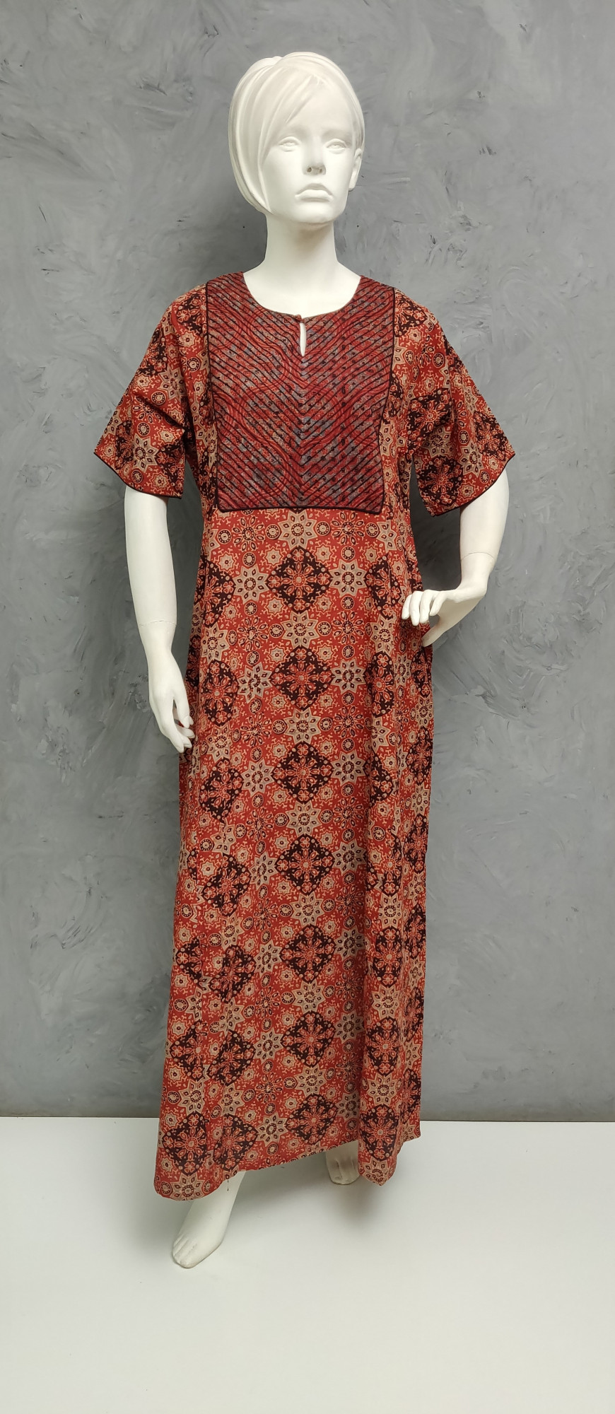 Ajrakh Handblock Printed Nighty WN483