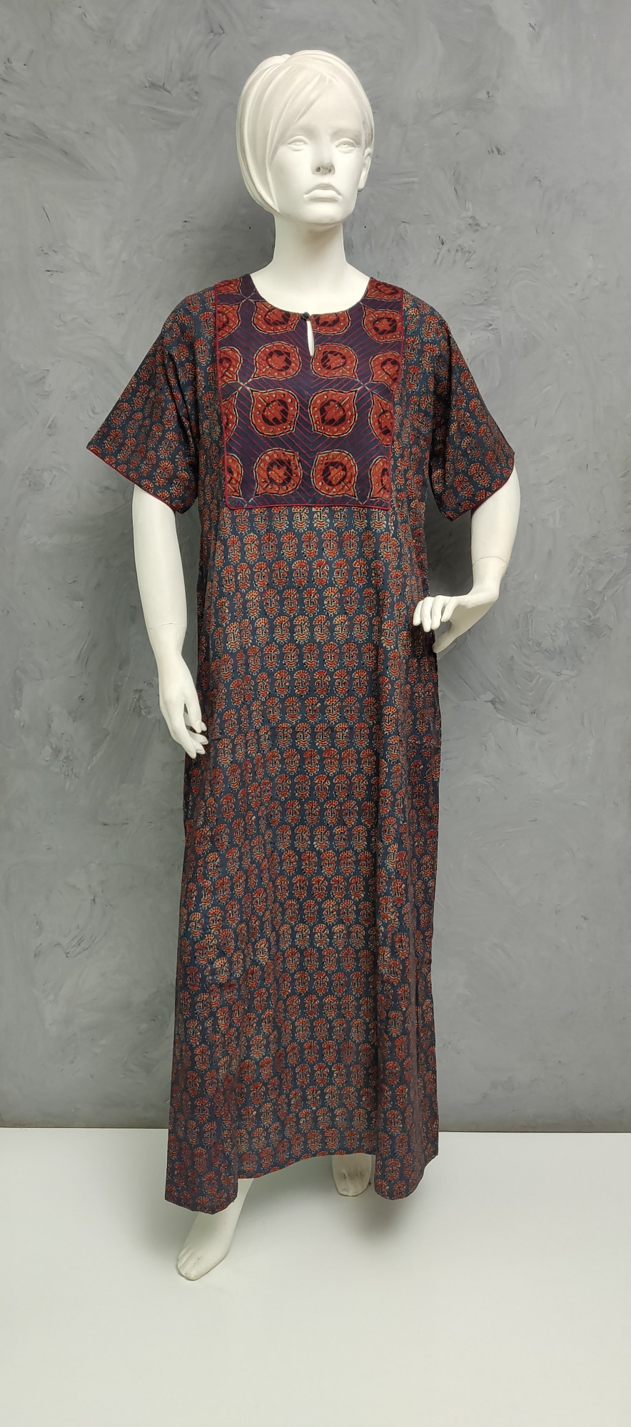 Ajrakh Handblock Printed Nighty WN497