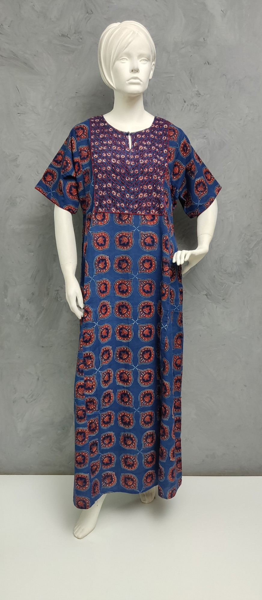 Ajrakh Handblock Printed Nighty WN501