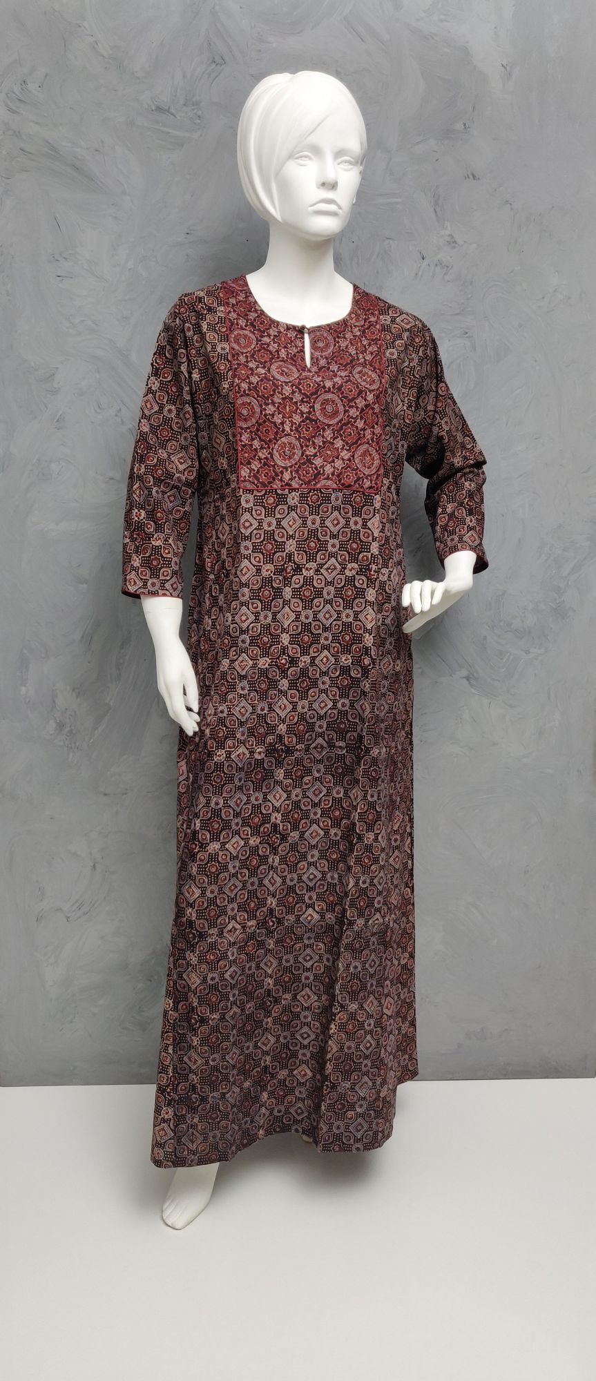 Ajrakh Handblock Printed Nighty WNF85