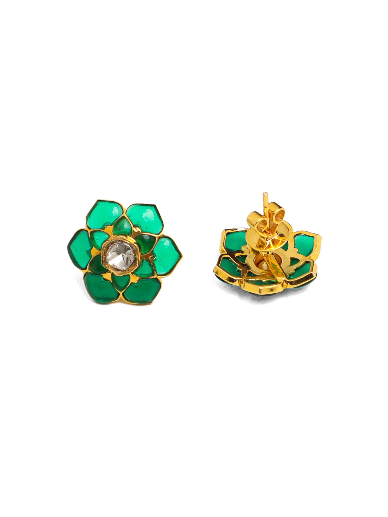 Starry Emerald Diamond Earrings