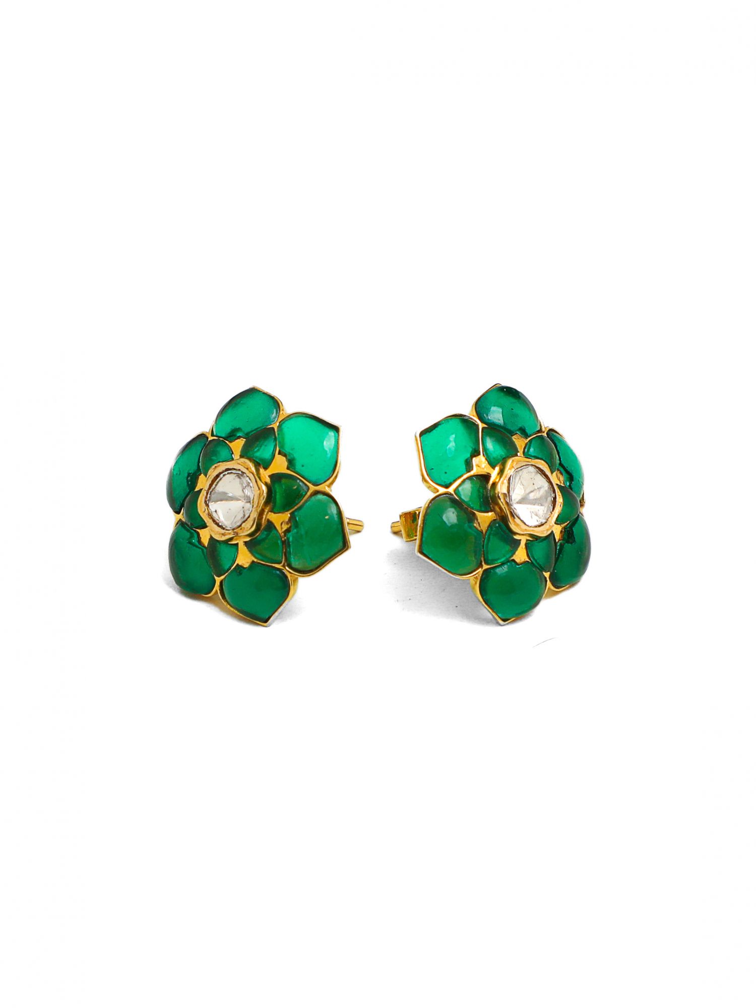 Starry Emerald Diamond Earrings