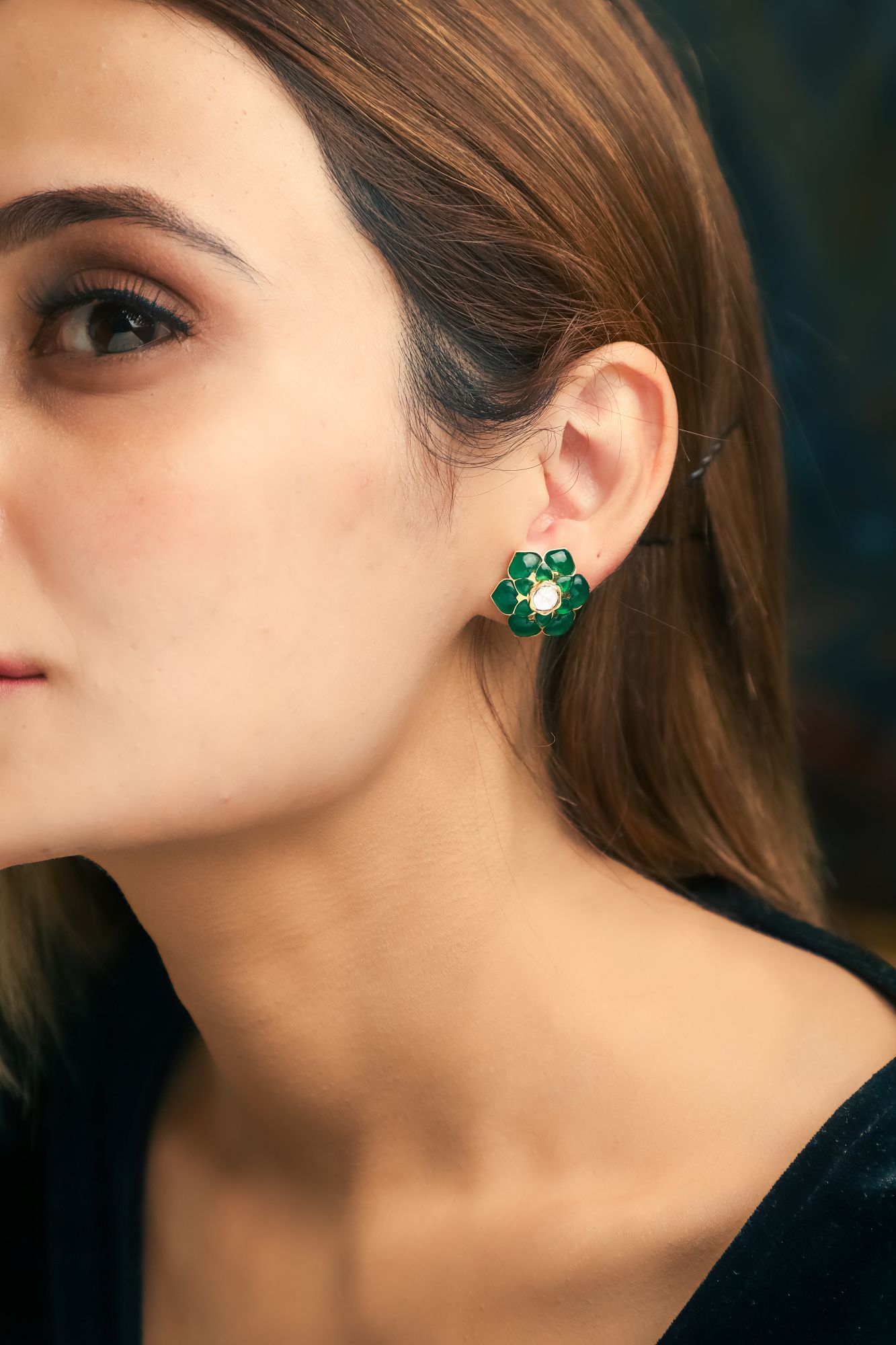 Starry Emerald Diamond Earrings