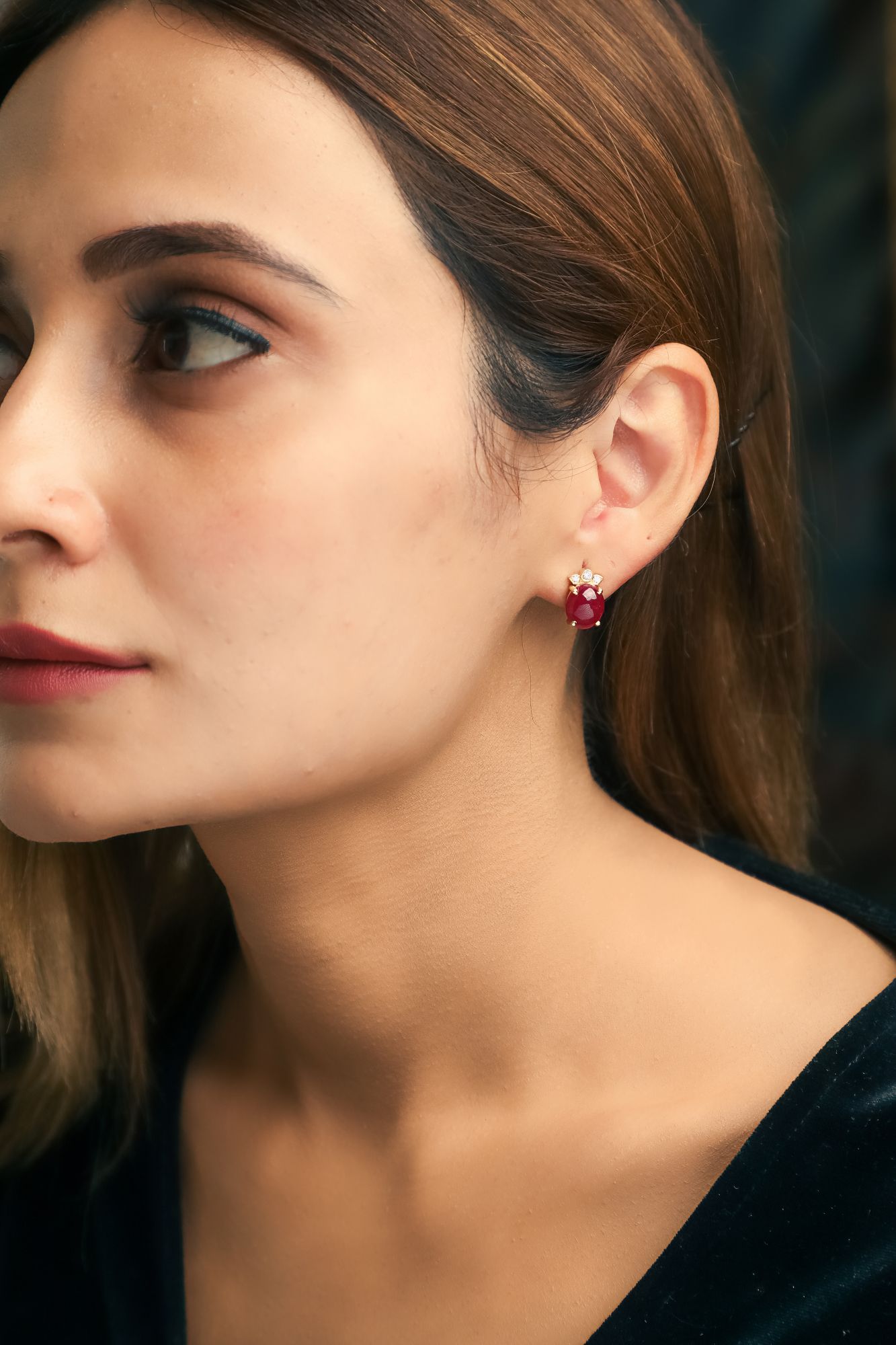 Pristine Ruby Diamond Earrings