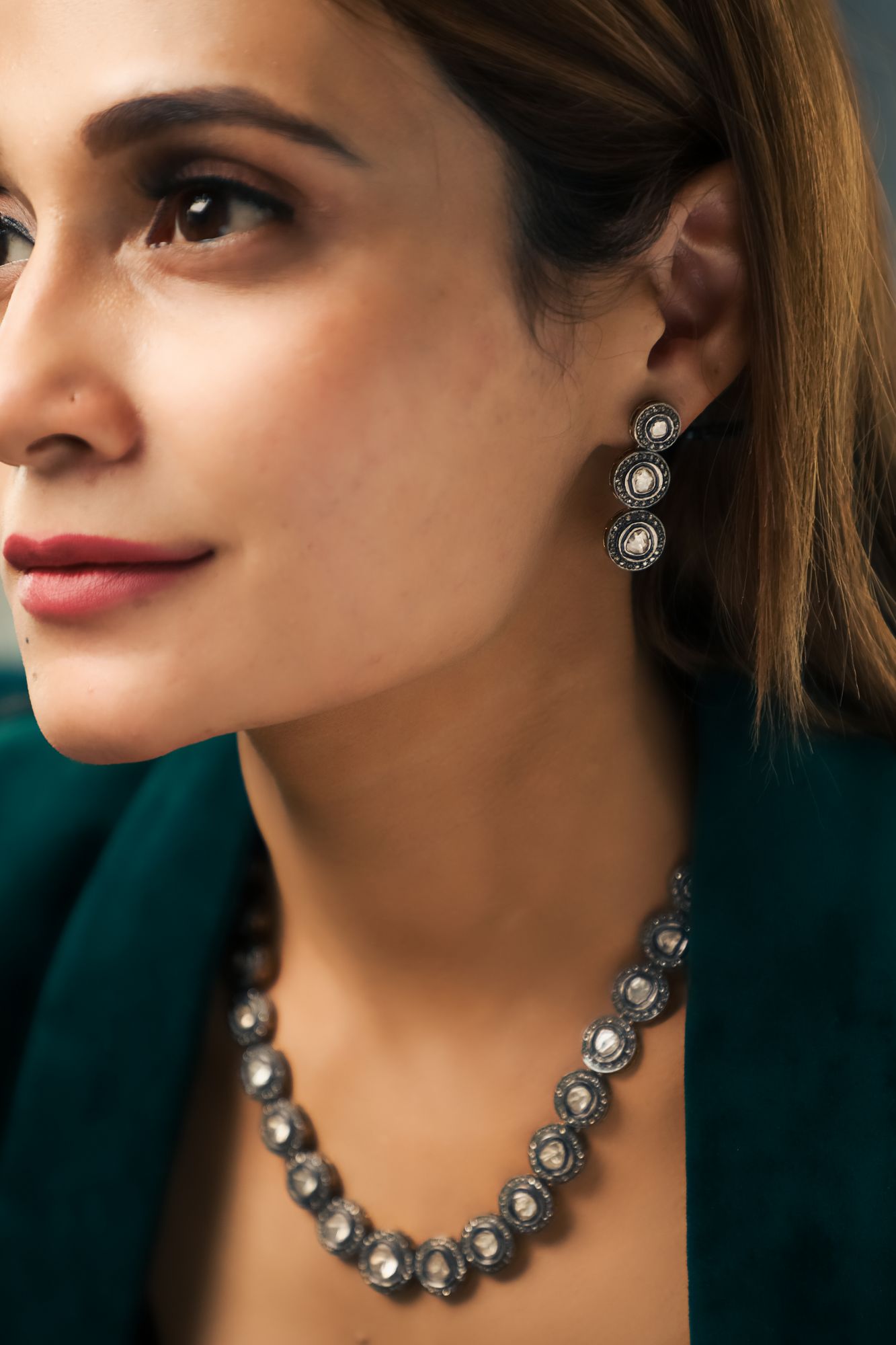 Victorian Beauty Sterling Silver Diamond Necklace