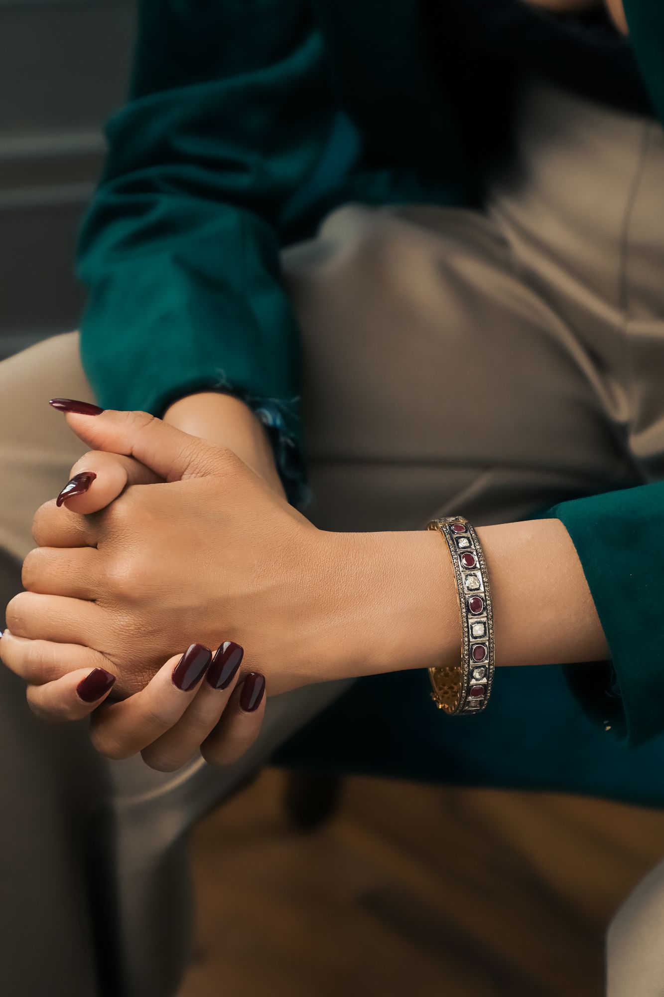 Victorian Diamond Jahanara Silver Bangle