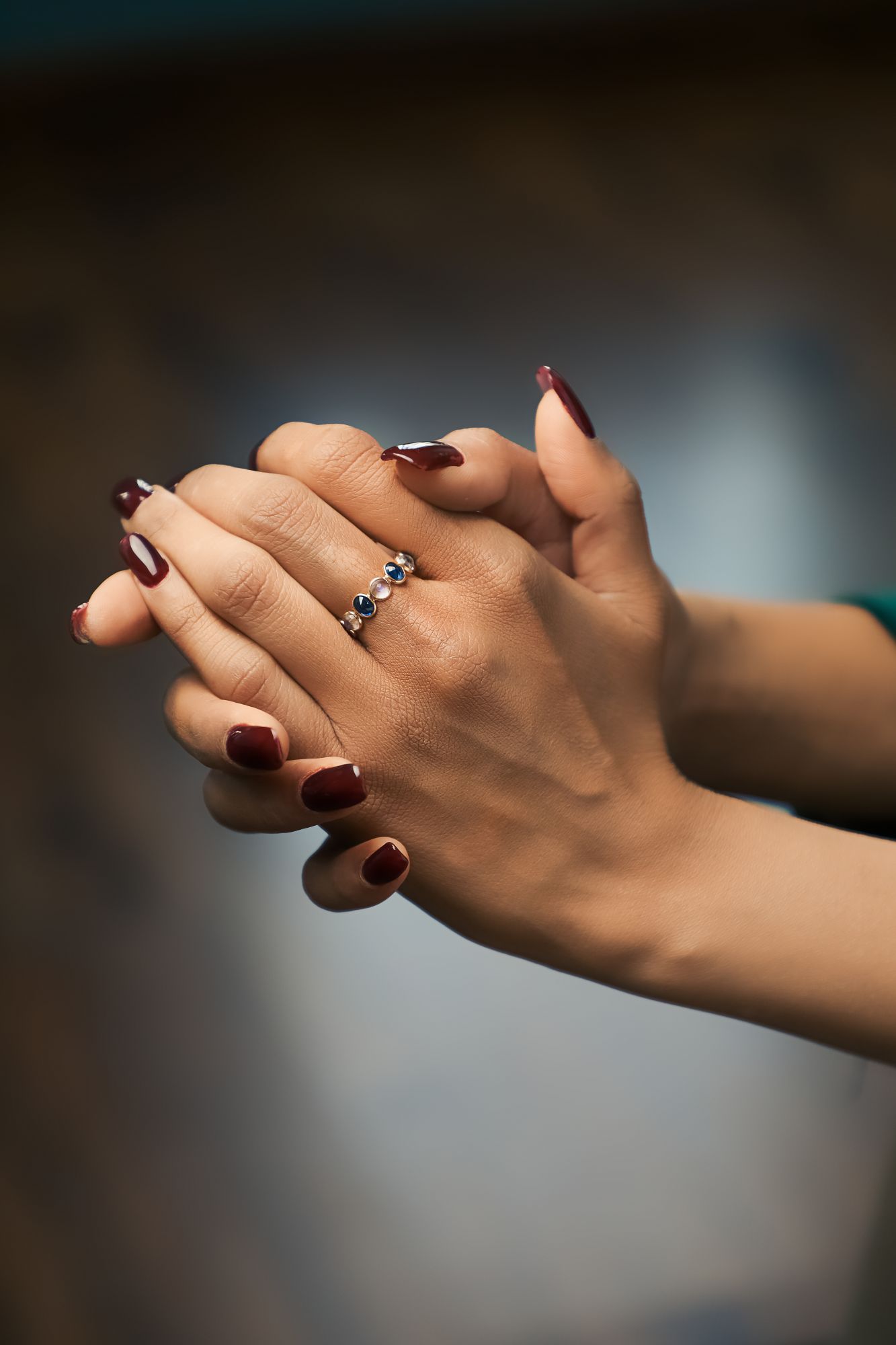 Moonstone Sapphire Band Adjustable