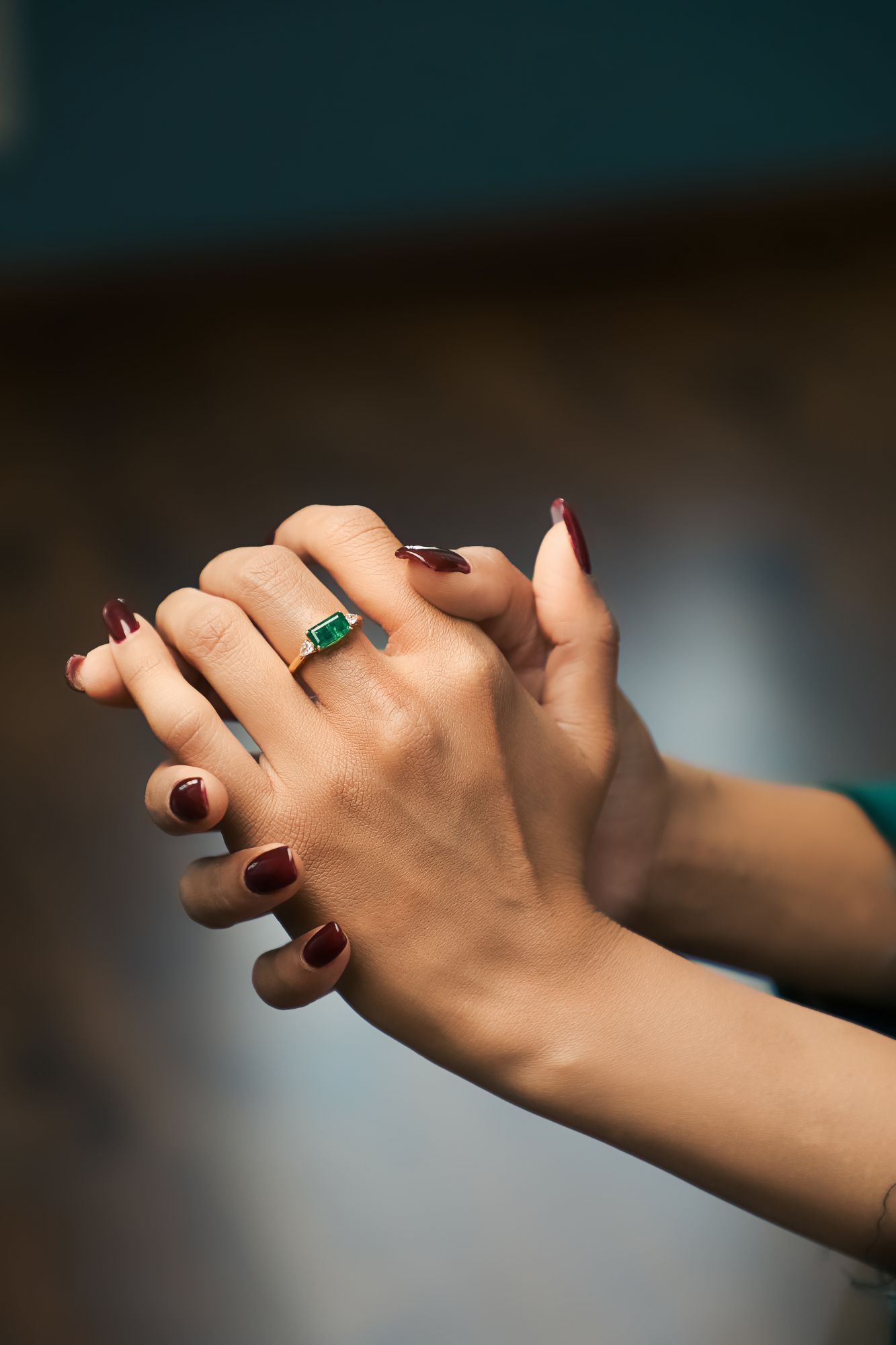 Meera Diamond Emerald Ring
