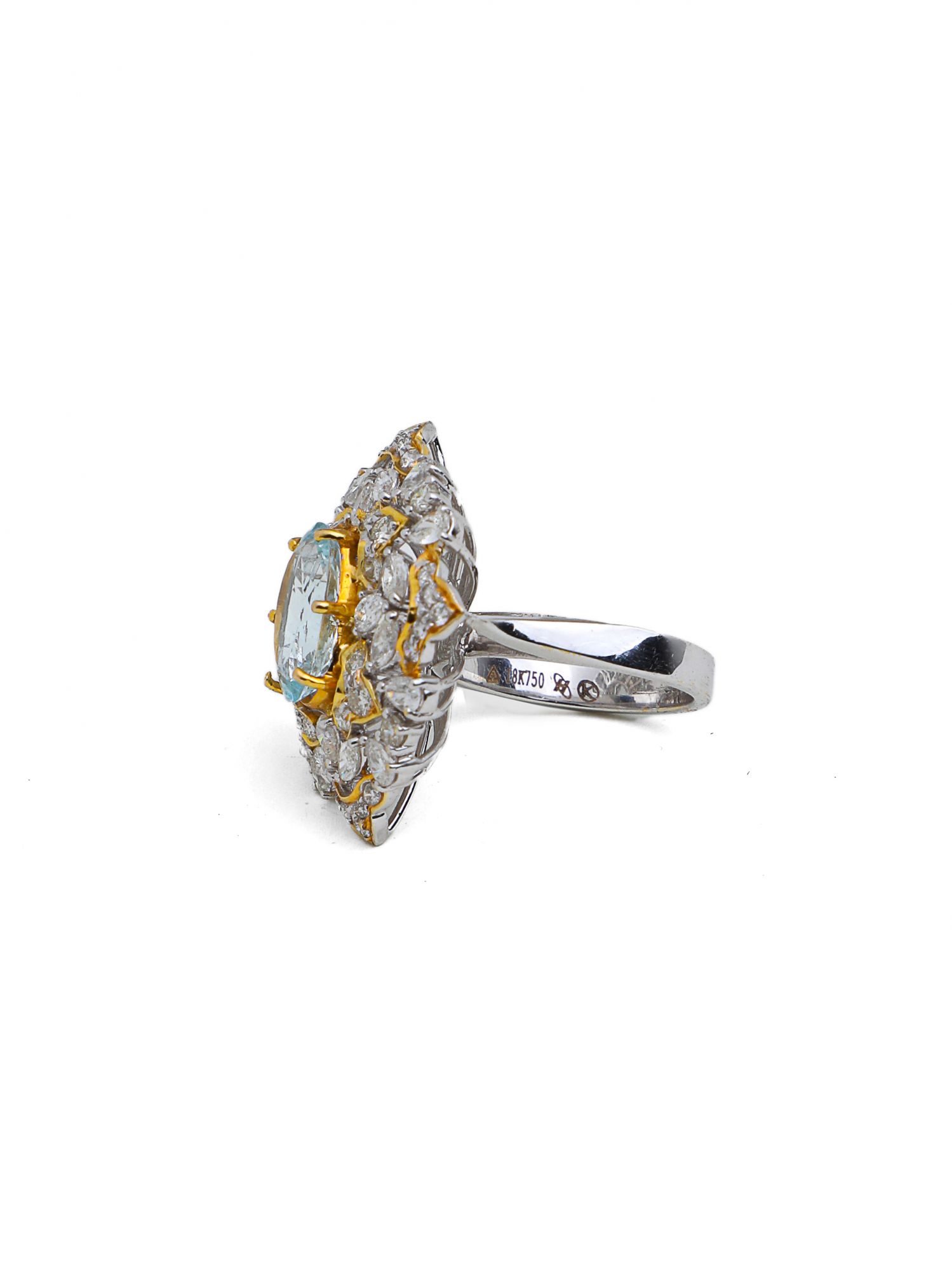 Diamond Aquamarine Cluster Ring