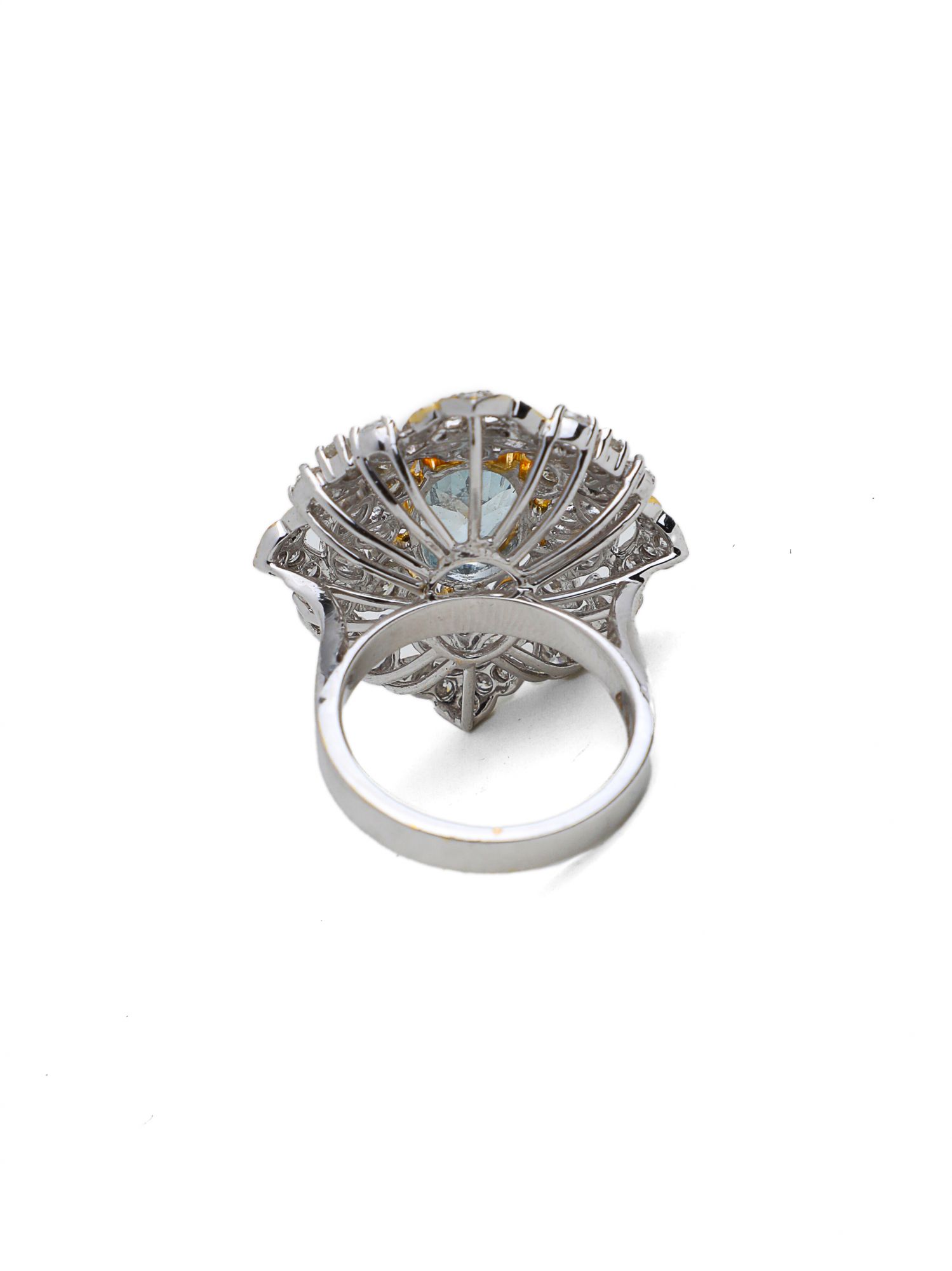 Diamond Aquamarine Cluster Ring