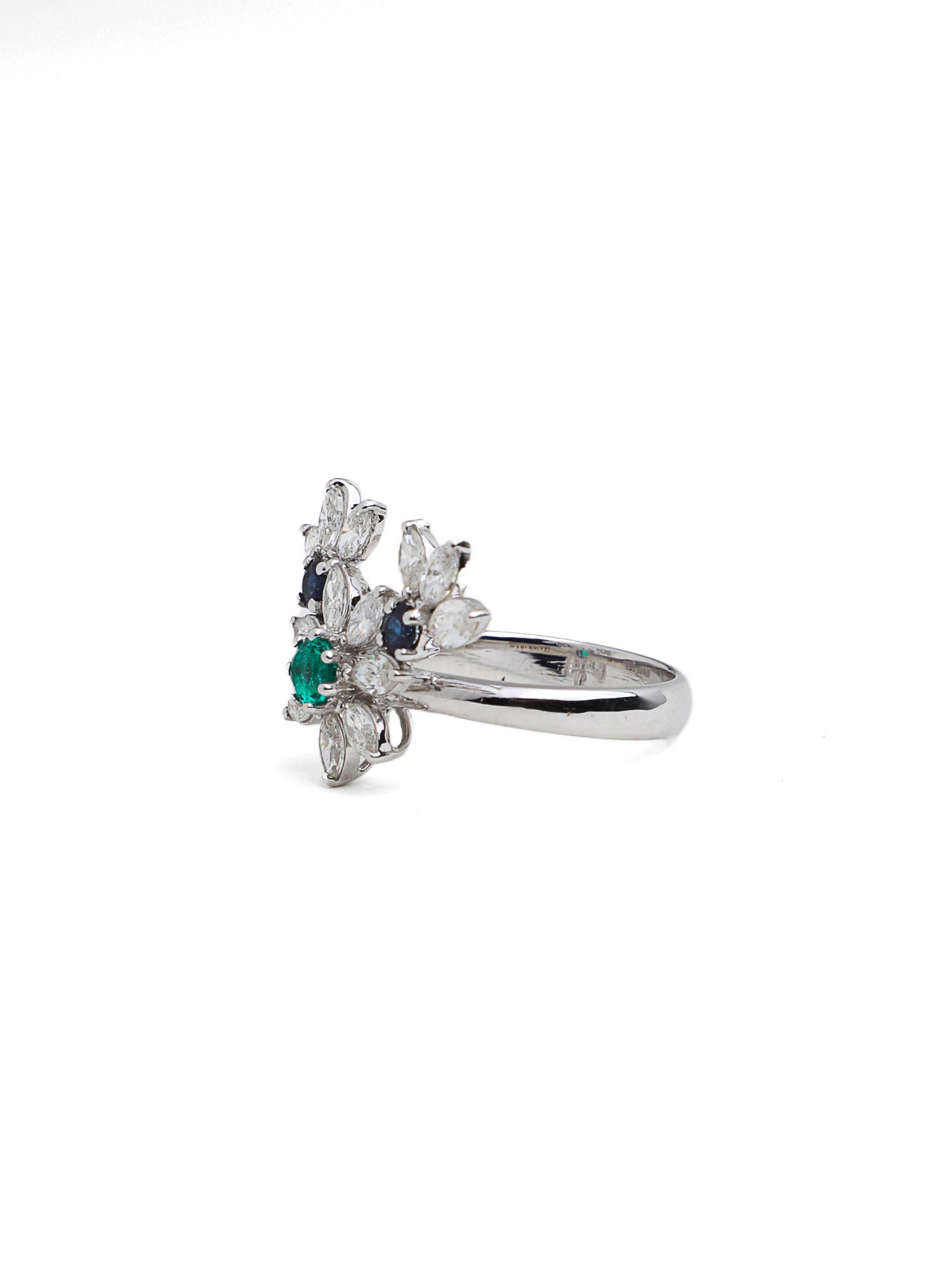 Diamond Sapphire Floral Ring