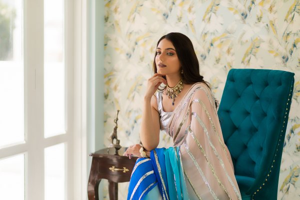 Afsana Platinum Chiffon Saree