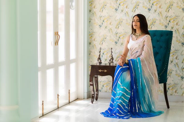 Afsana Platinum Chiffon Saree