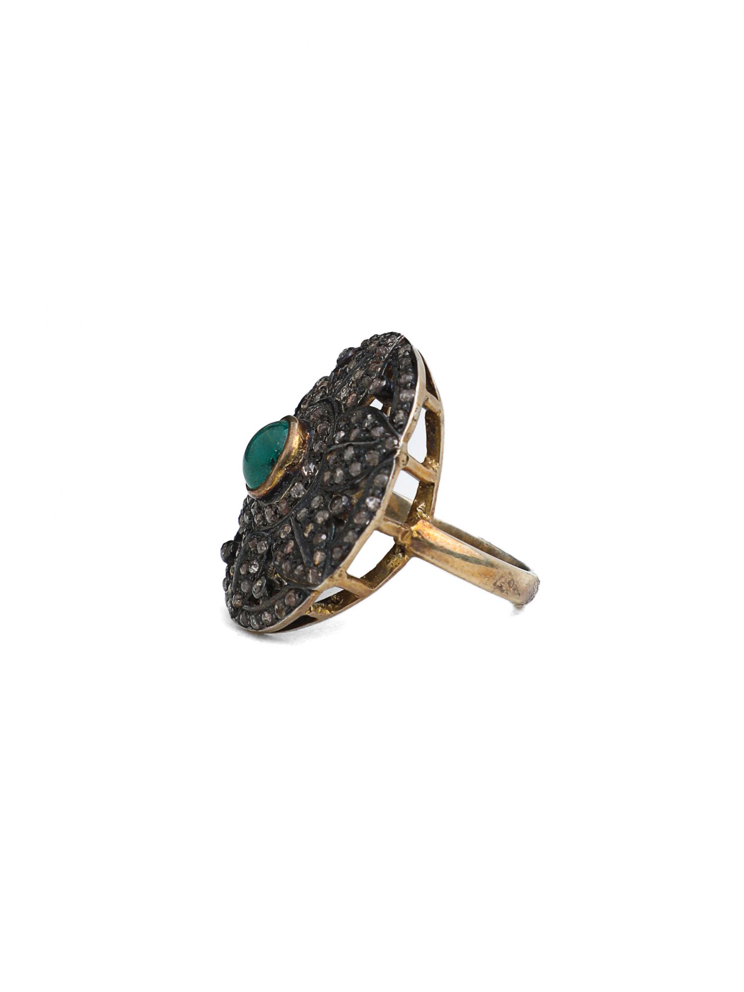 Champagne Diamonds Emerald and polki