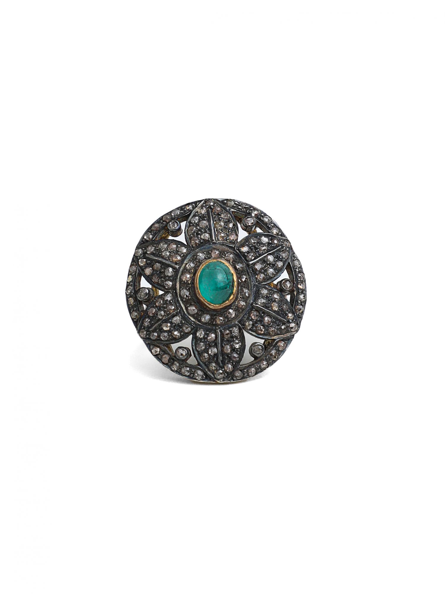 Champagne Diamonds Emerald and polki