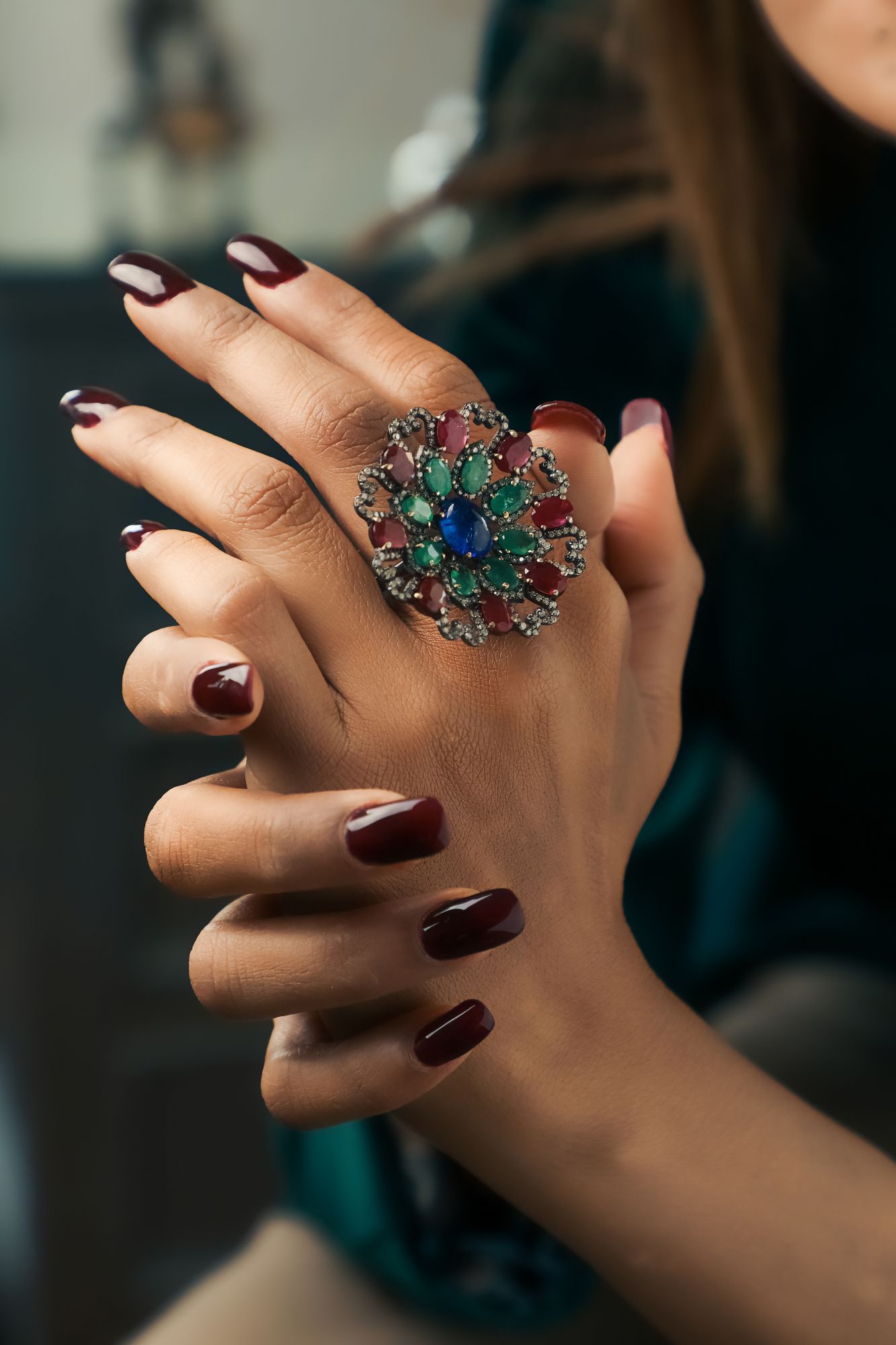 Champagne Diamonds Emerald Ruby and Tanzanite