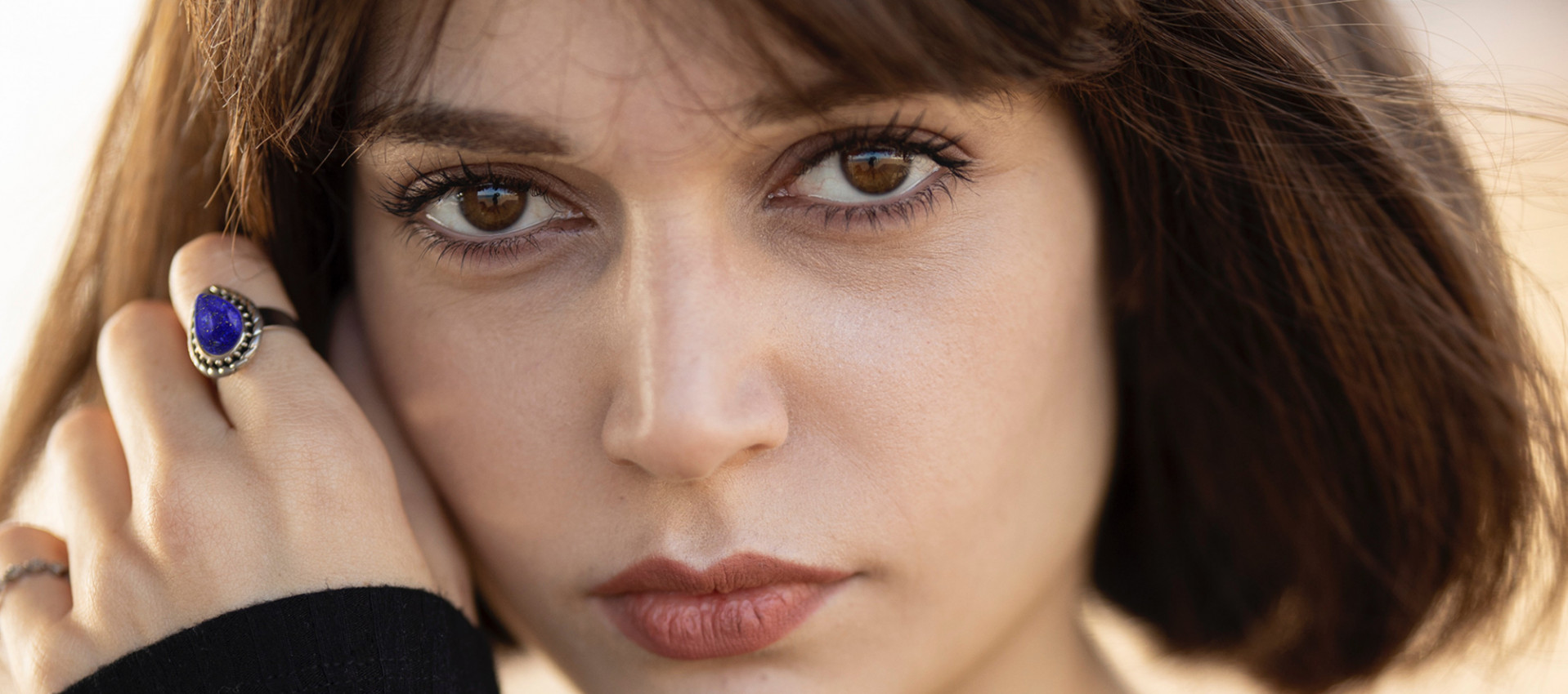 Lapis Lazuli stone ring on the finger