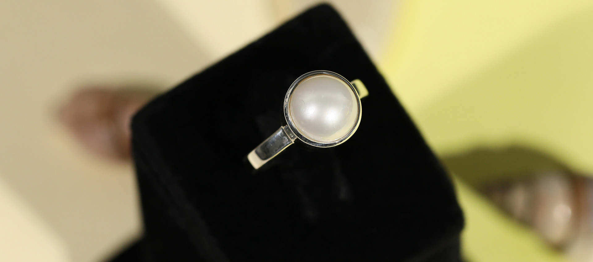 Pearl Stone ring on the Black Box