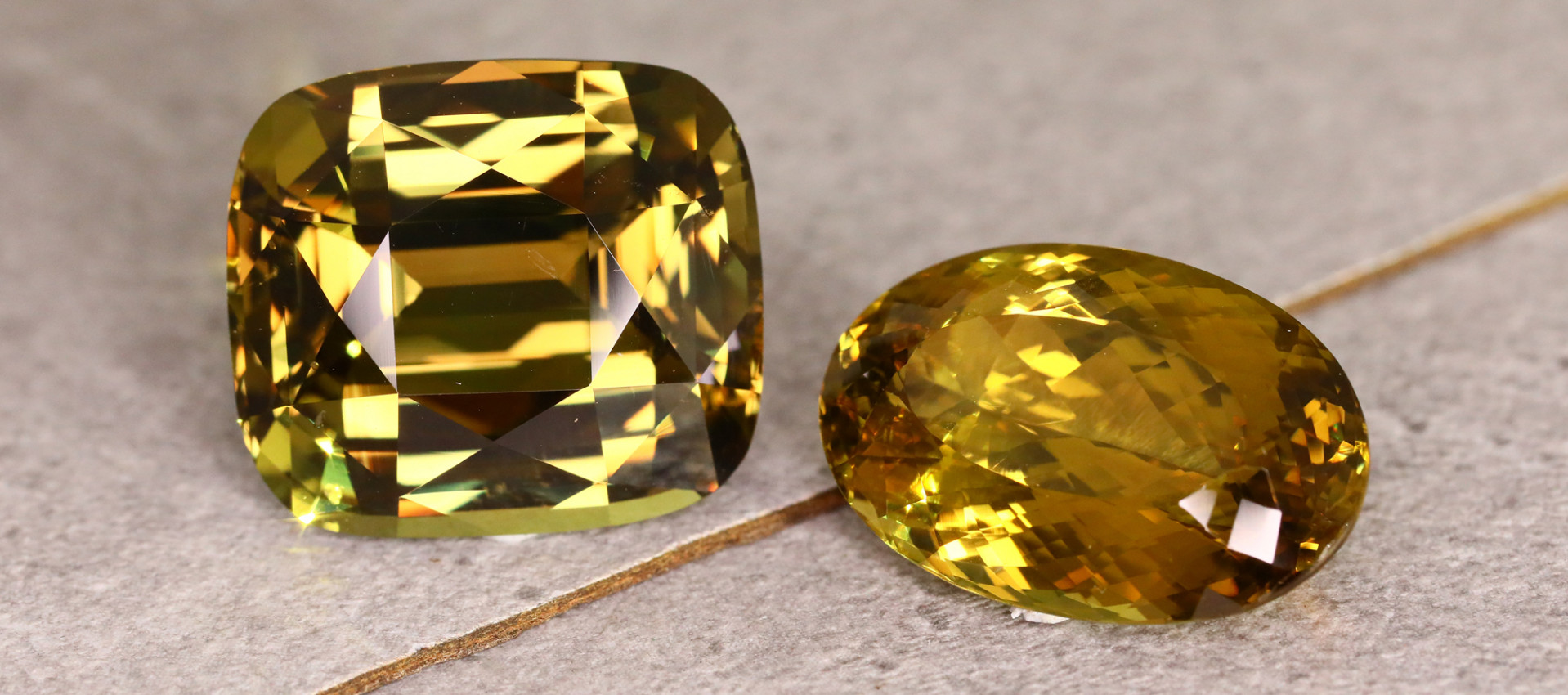 Two Alexandrite Stone on the white background