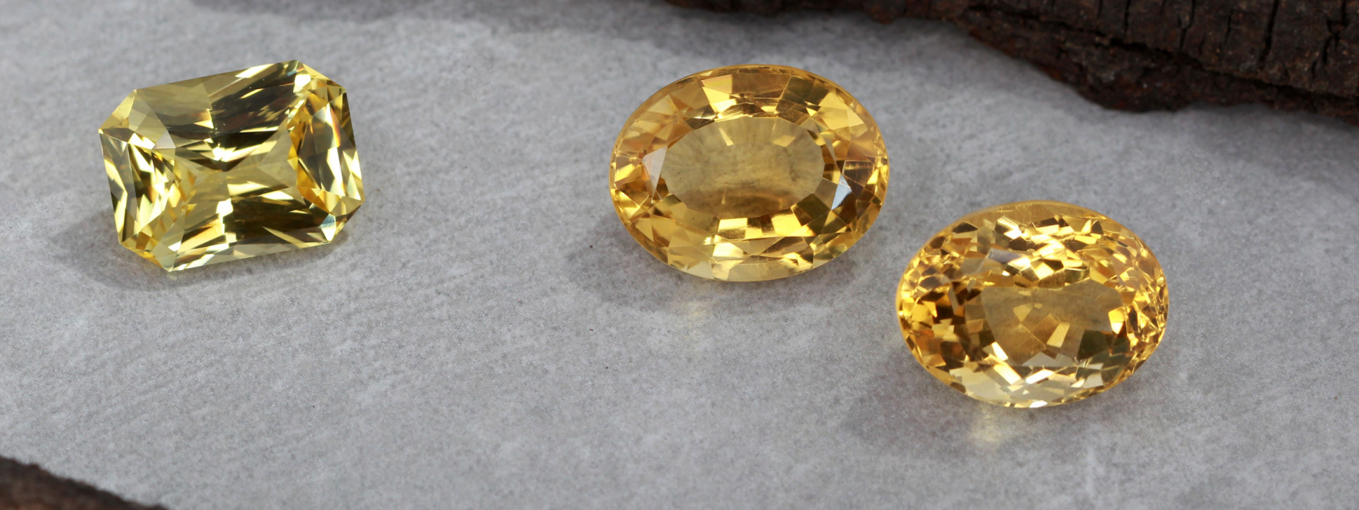 Certified yellow sapphire gemstone in octagon and oval shape banner