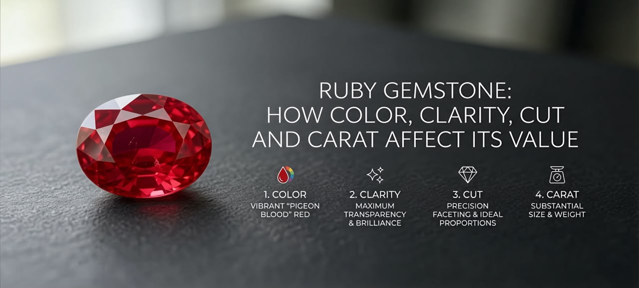 Ruby Gemstone: How Color, Clarity, Cut and Carat Affect Its Value