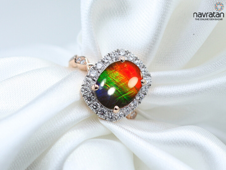 Ammolite Stone on the white background