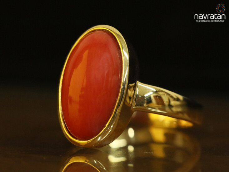 Natural Coral (Moonga) Ring (7+ Ratti) - Gem Mines