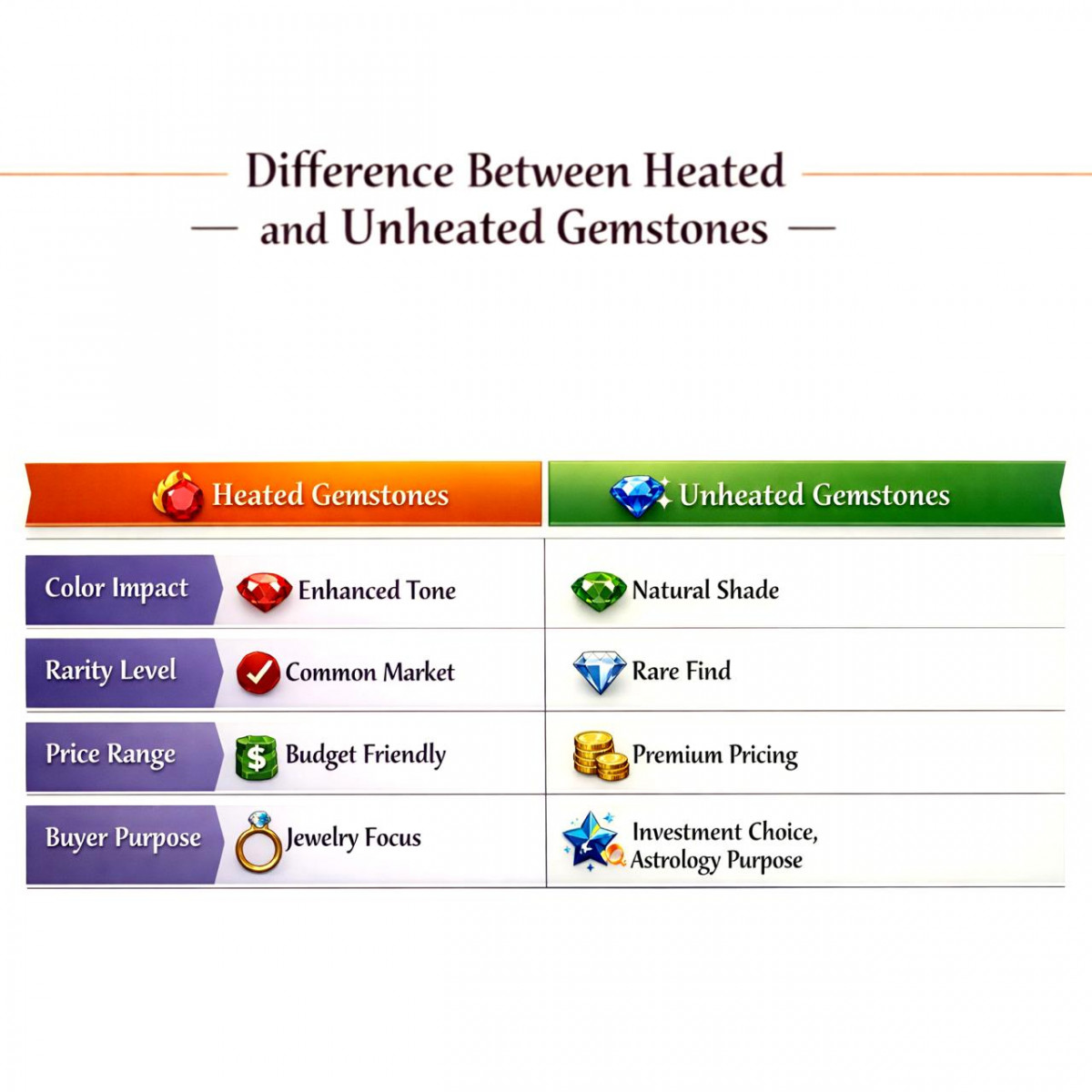 Different Between Heated vs Unheated Gemstone