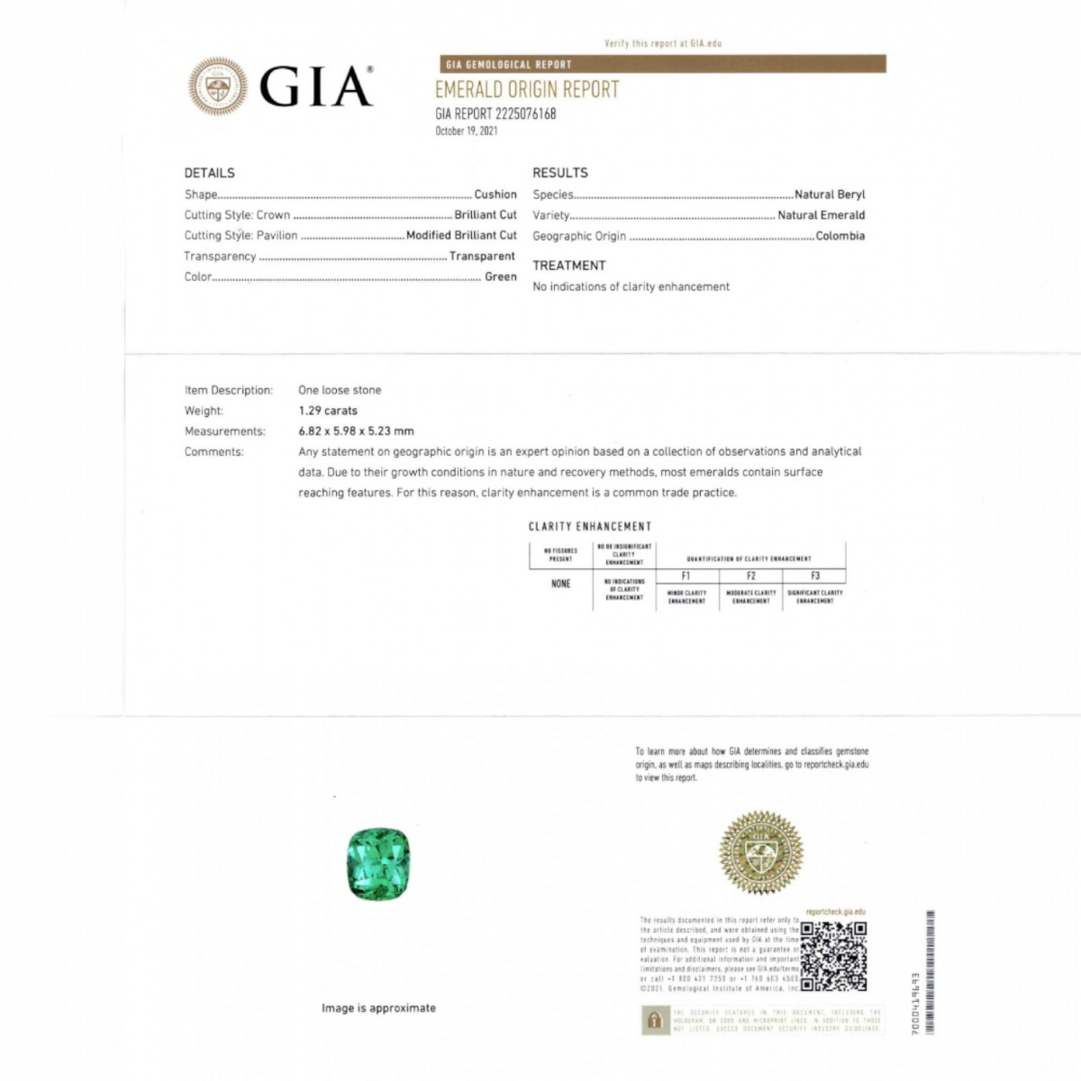 Emerald Stone Certificate