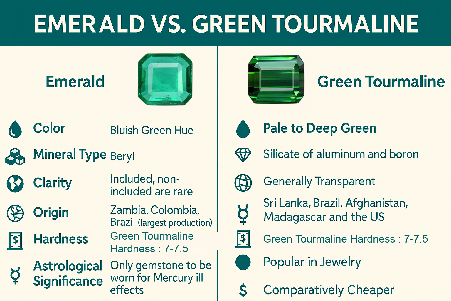 Emerald vs Green Tourmaline Emerald vs Green Tourmaline