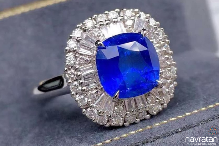 Blue Sapphire (Neelam) 5.25 Ratti Ashtadhatu Rashi Ratna Ring with ori –  VOYLLA