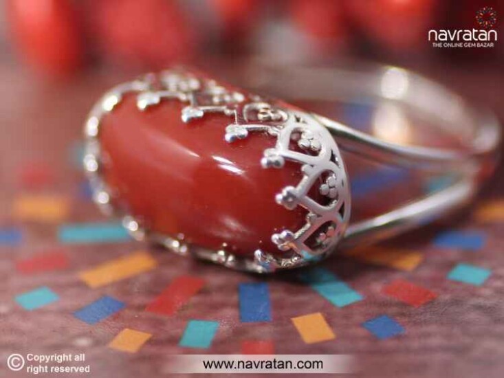 Red coral on sale stone ring