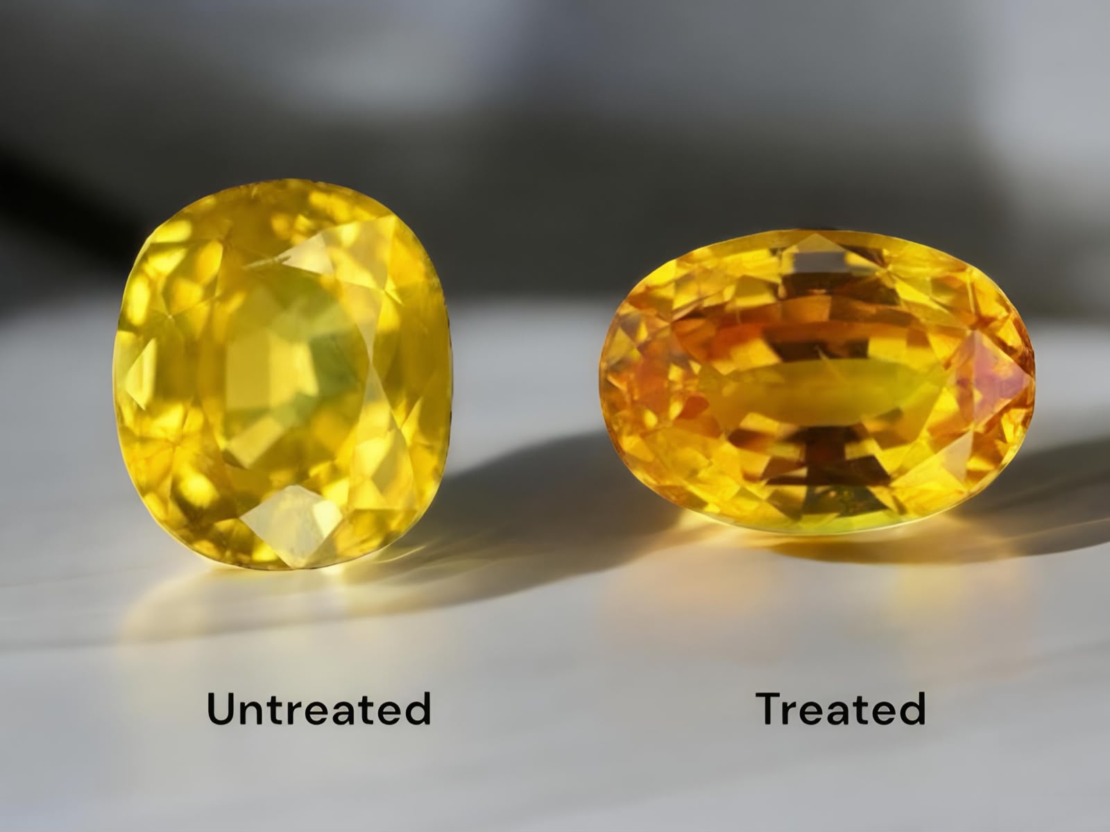 Untreated vs Treated Yellow Sapphire