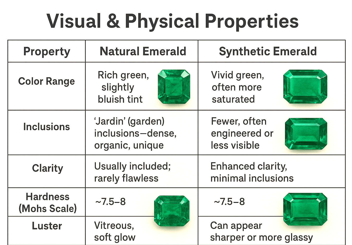 Visual & Physical Properties of emerald