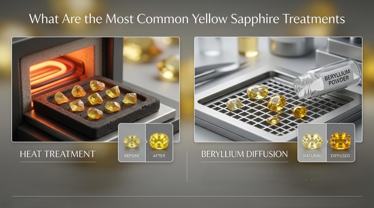 What are the most common yellow sapphire treatments