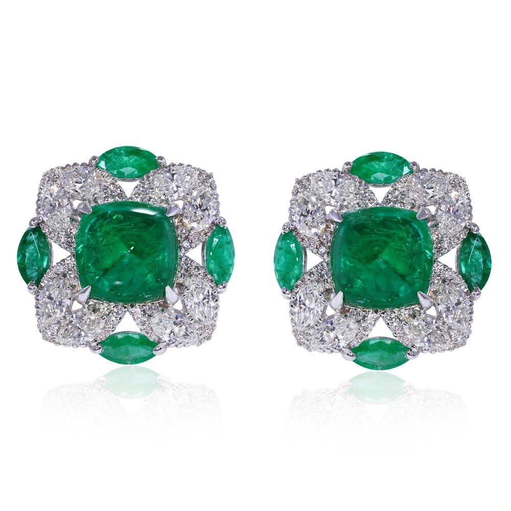 Geometric Glam emerald stud earrings