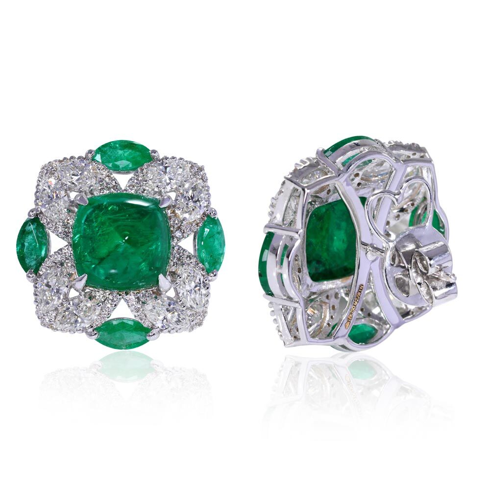 Geometric Glam emerald stud earrings