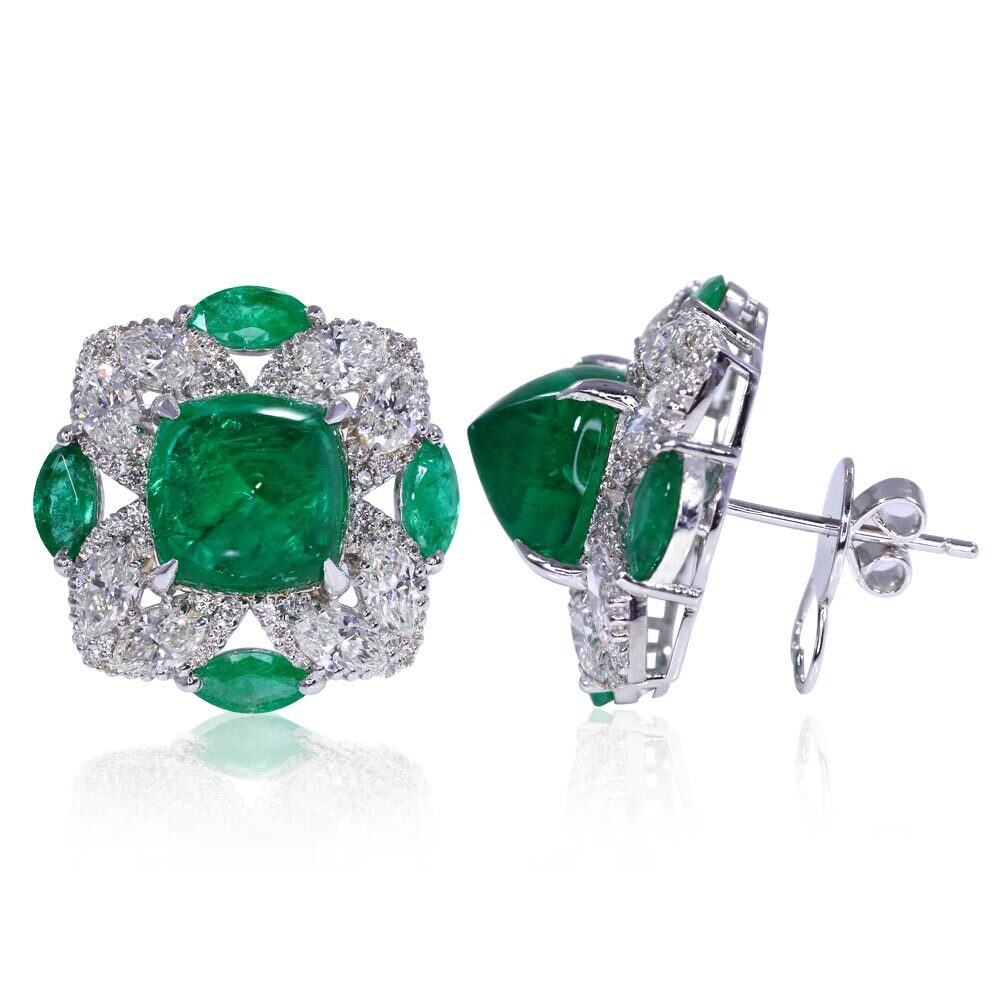 Geometric Glam emerald stud earrings