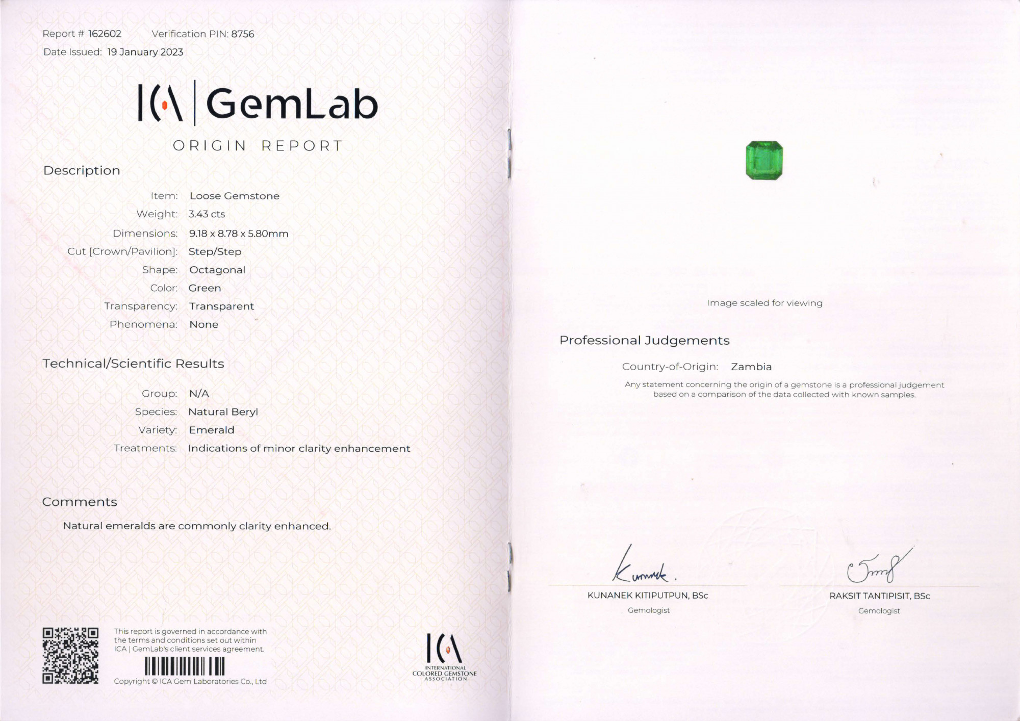 Minor Oil Emerald - 3.43 Carat