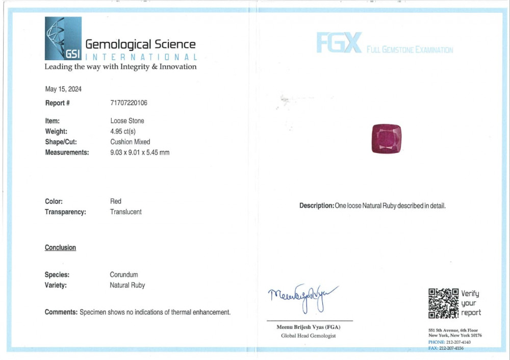 Africa Natural Ruby -  4.95 Carat