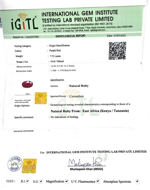 Africa Natural Ruby - 7.52 Carat
