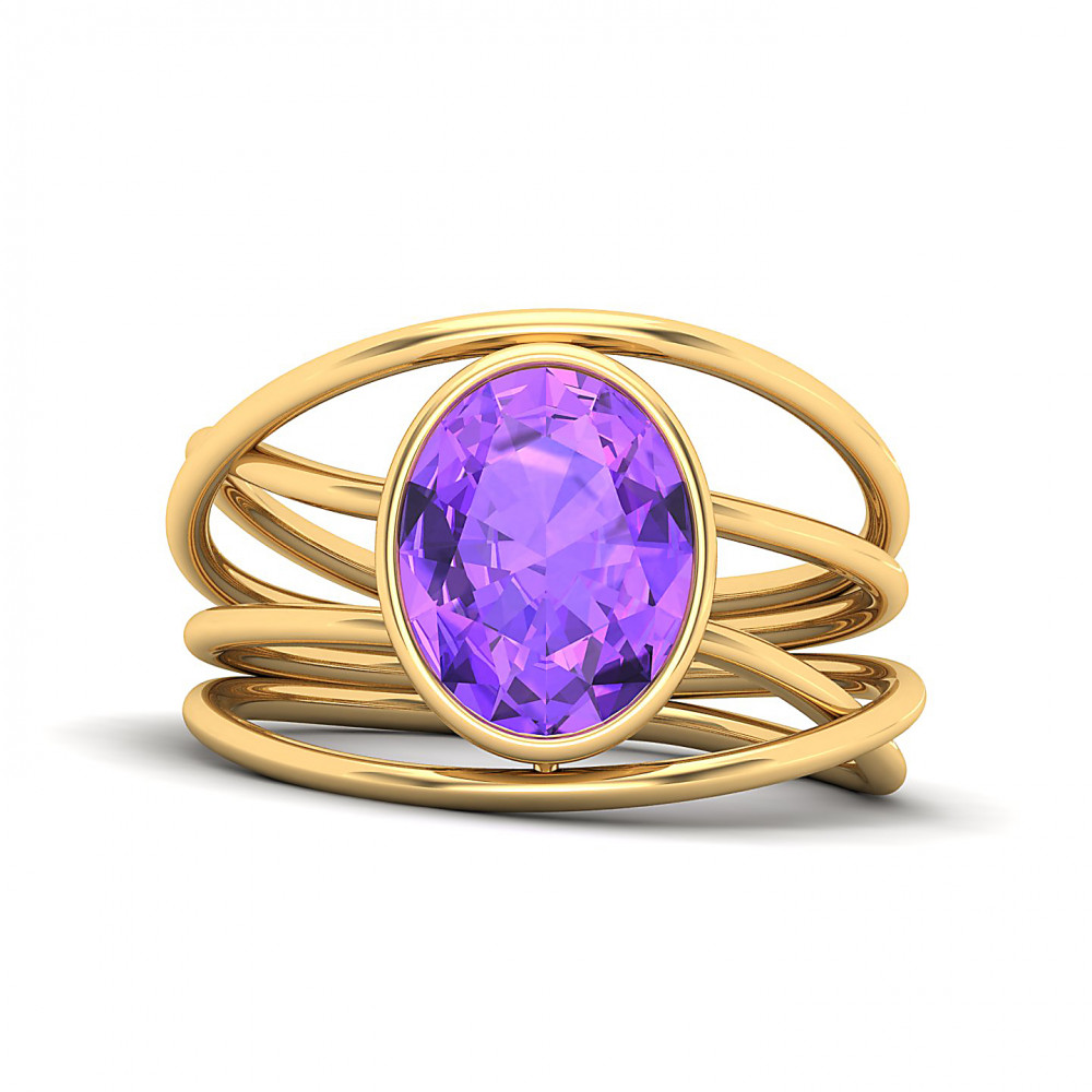 Twirling Amethyst Gold Ring