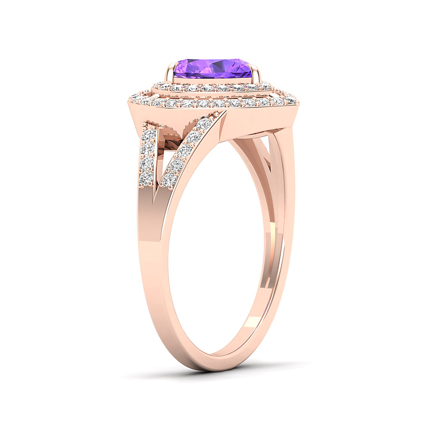 The Heartbeat Split Shank Amethyst Ring