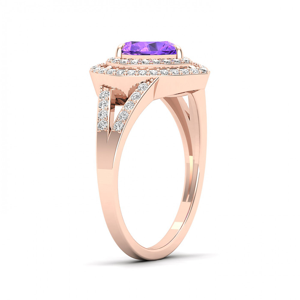 The Heartbeat Split Shank Amethyst Ring